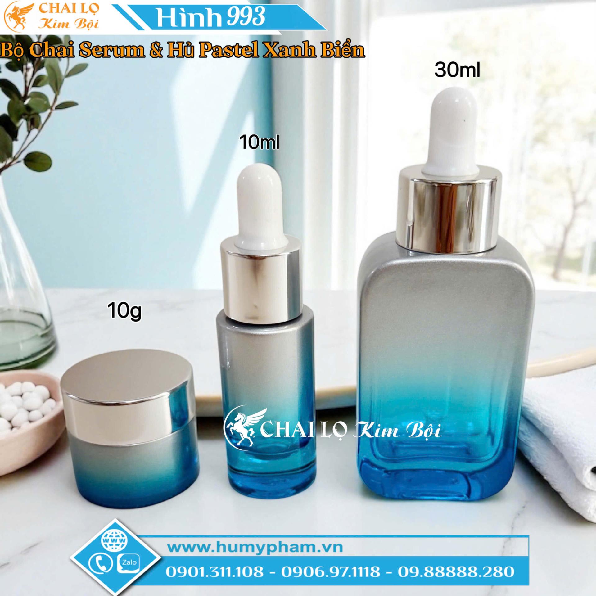  Bộ Chai Serum và hủ Pastel Xanh Biển