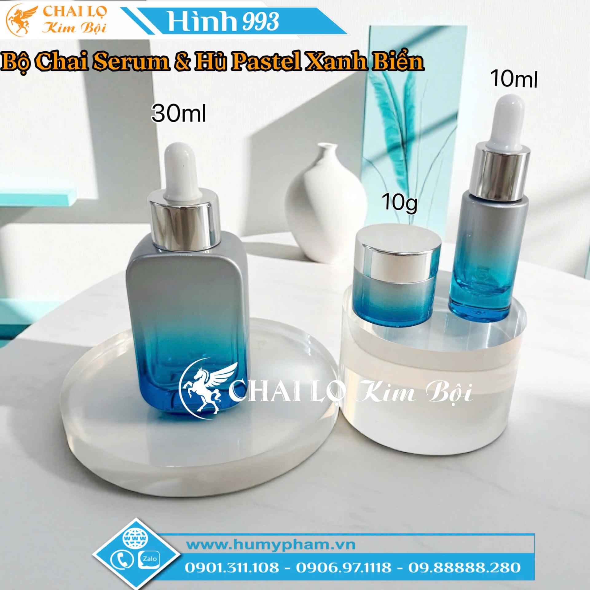  Bộ Chai Serum và hủ Pastel Xanh Biển